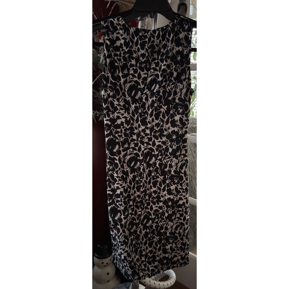 TOMMY HILFIGER Dress 4 Floral Shift Midi Sleeveless Sundress Jersey Stretch Blck